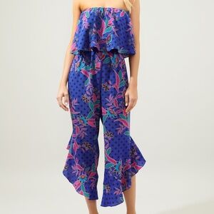 SUGARLIPS ✨NEW✨ Rayanne Indigo Lanah Strapless Ruffle Jumpsuit - Large - NWT